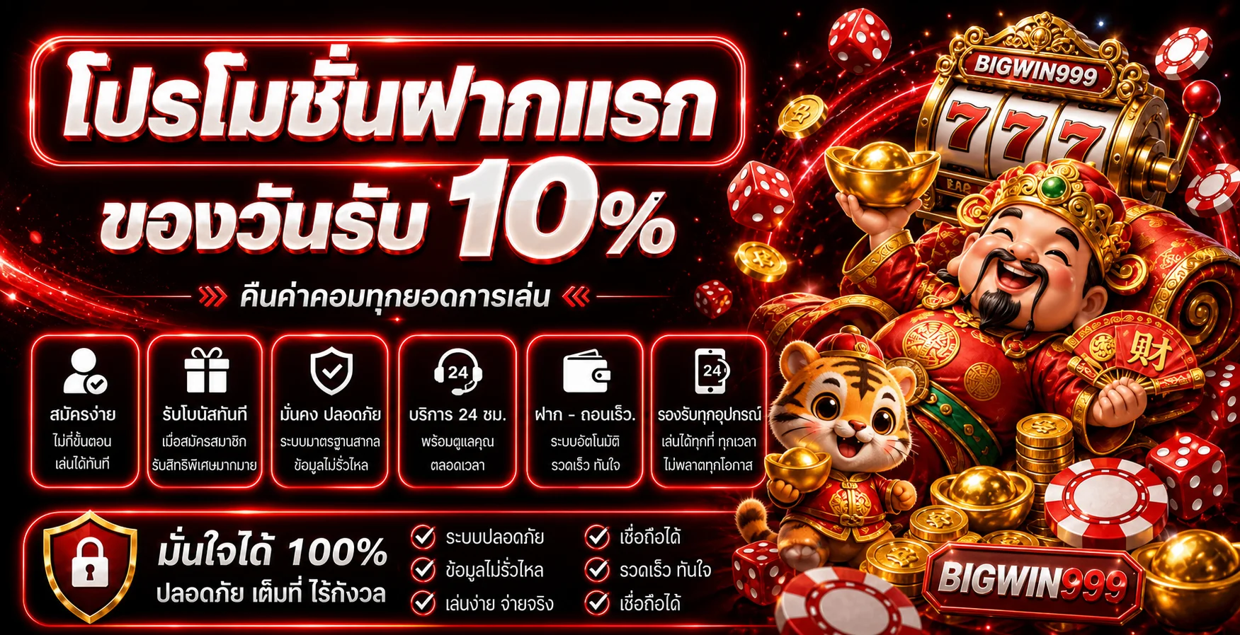 BIGWIN999 โปรโมชั่นฝากแรกและเกมสล็อต PG